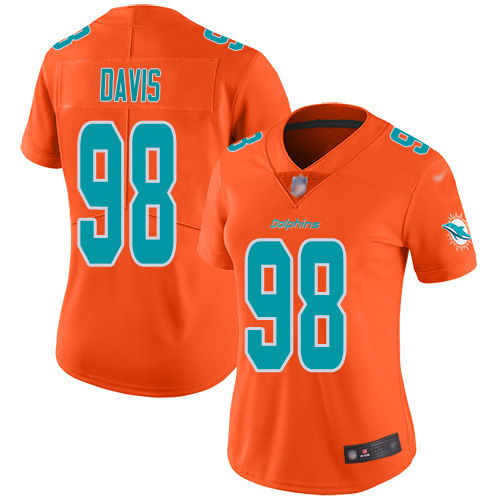 Nike Miami Dolphins #98 Raekwon Davis Orange Women Stitched NFL Limited Inverted Legend Jersey
